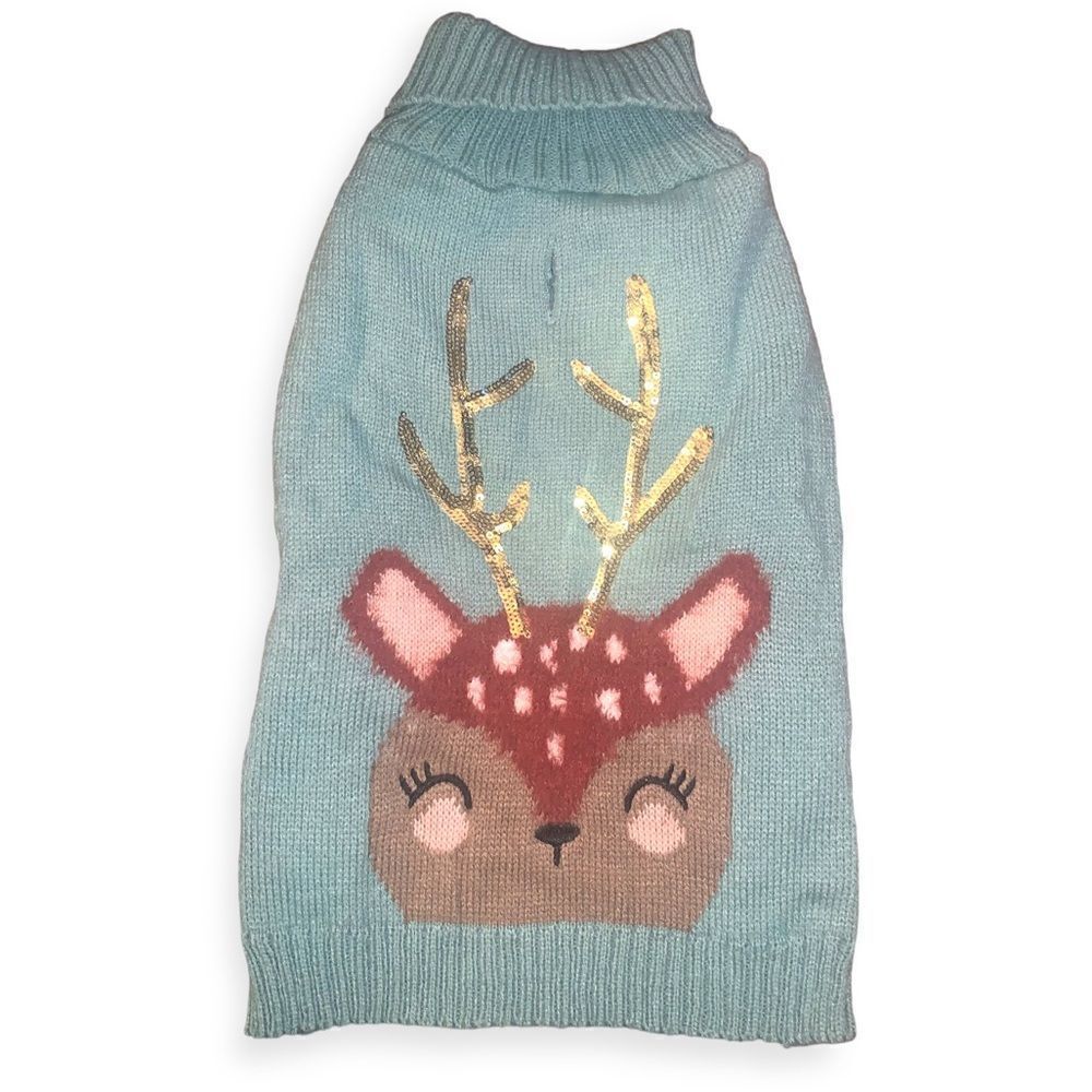 Reindeer sequin dog sweater